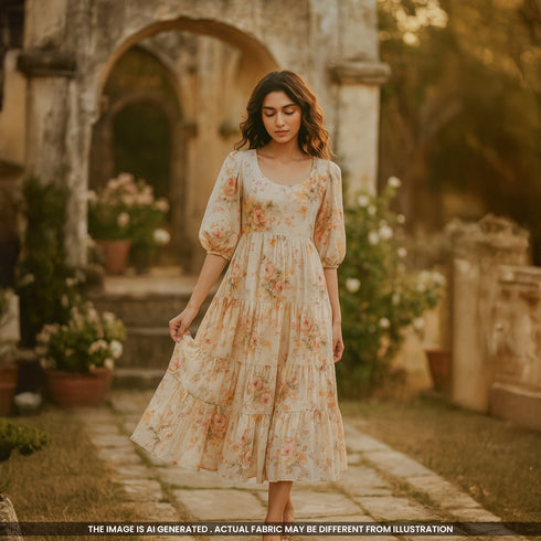 Floral Printed Modal Cotton Fabric- F4262