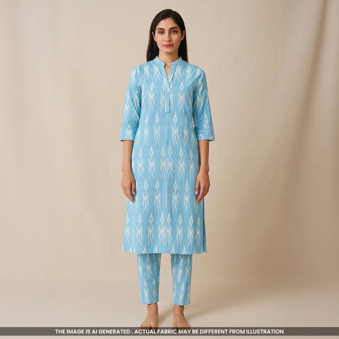 Ikkat Handloom Cotton Fabric- F4306