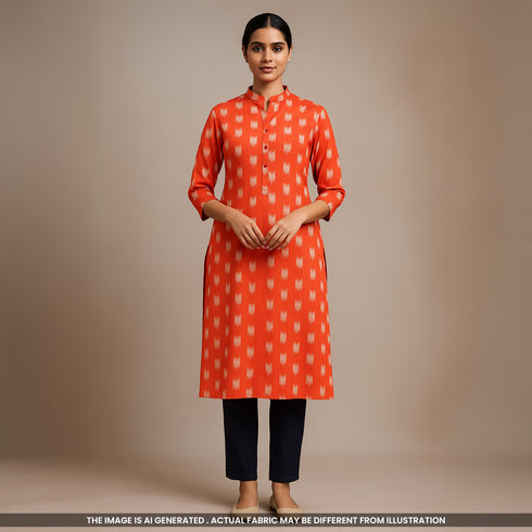 Ikkat Handloom Cotton Fabric- F4308