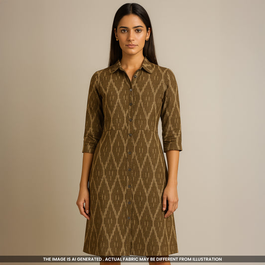 Ikkat Handloom Cotton Fabric- F4312