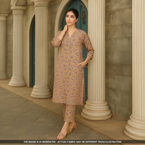 Floral Printed Cambric Cotton Fabric- F4005