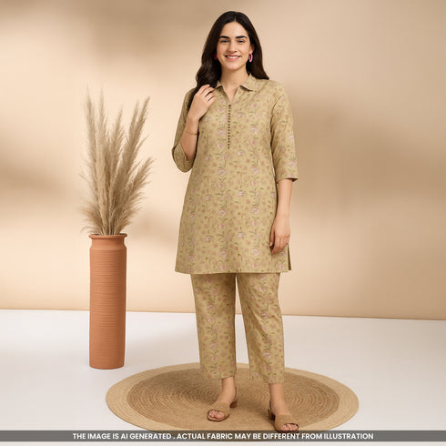 Floral Printed Cambric Cotton Fabric- F4007