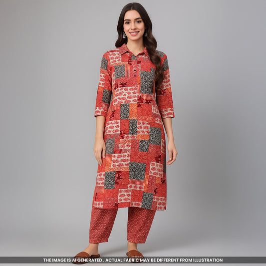Digital Print Cambric Cotton Fabric- F4052