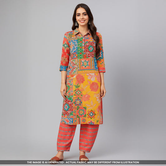Digital Printed Cambric Cotton Fabric- F4056