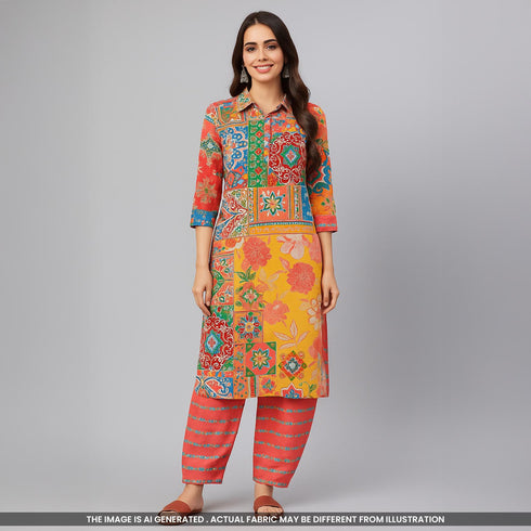 Digital Printed Cambric Cotton Fabric- F4056