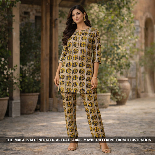 Printed Pintex Gota Patti Cotton Fabric - F6067