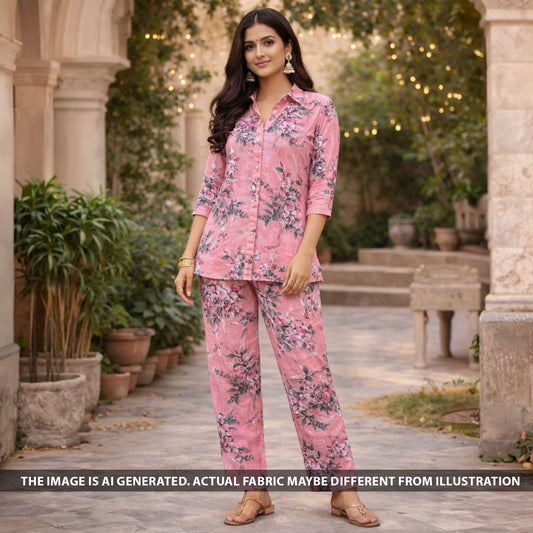 Printed Linen Cotton Fabric - F6088