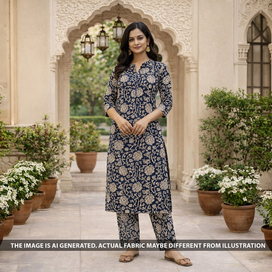 Kalamkari Print Handloom Cotton Fabric - F6142