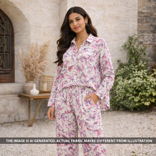 Printed Linen Cotton Fabric - F6155