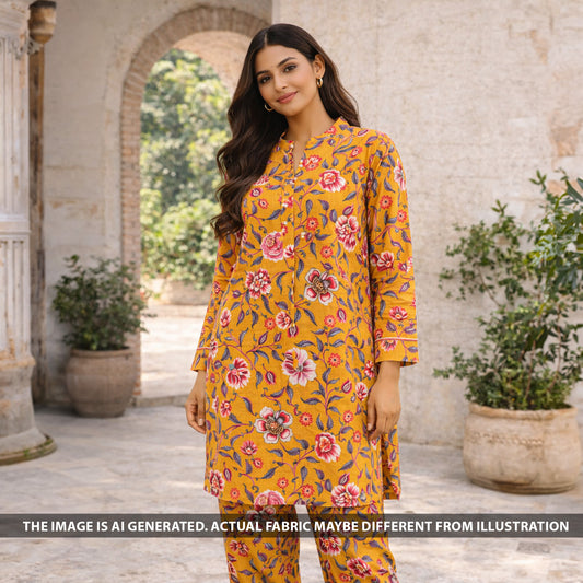 Printed Linen Cotton Fabric - F6156