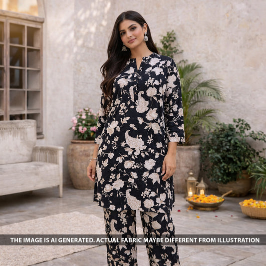 Printed Linen Cotton Fabric - F6160