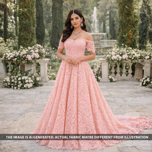 Imported Sequins Cut Work Crepe Fabric - F5995