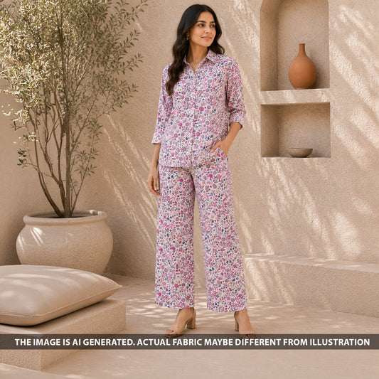 Digital Print Linen Cotton Fabric - F6506