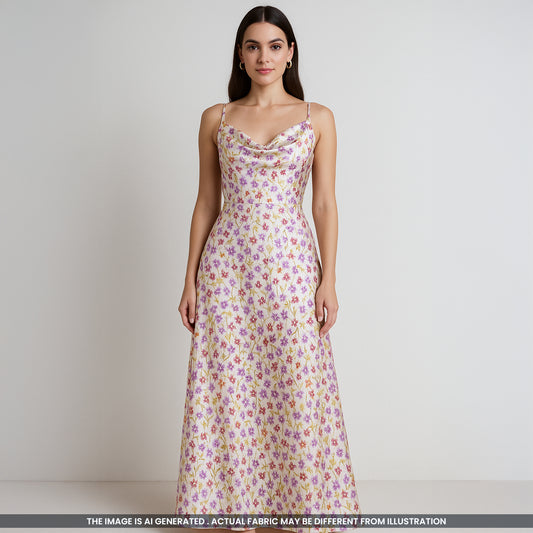 Floral Print Japani Satin Fabric- F3817