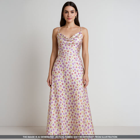 Floral Print Japani Satin Fabric- F3817