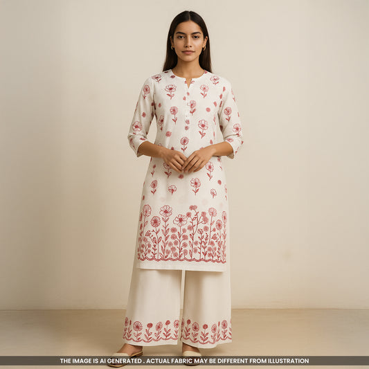 Thread Sequin Embroidered Kora Cotton Fabric- F3908