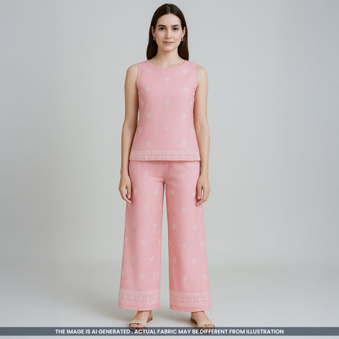 Thread Sequins Embroidered Cambric Cotton Fabric- F3897