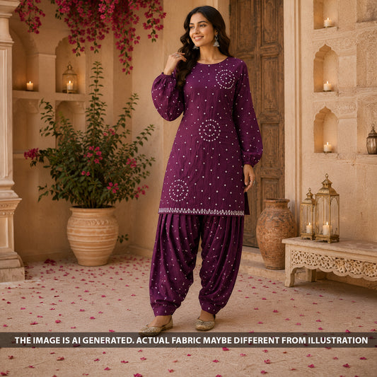 Bandhani Print Modal Satin Fabric - F6645