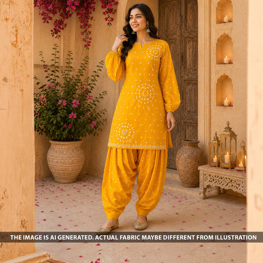 Bandhani Print Modal Satin Fabric - F6647