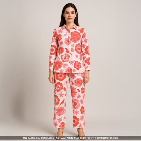 Floral Printed Mul Cotton Fabric- F3915