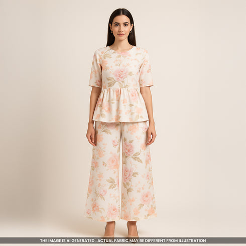 Floral Printed Mul Cotton Fabric- F3920