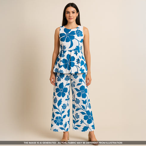 Floral Printed Mul Cotton Fabric- F3921