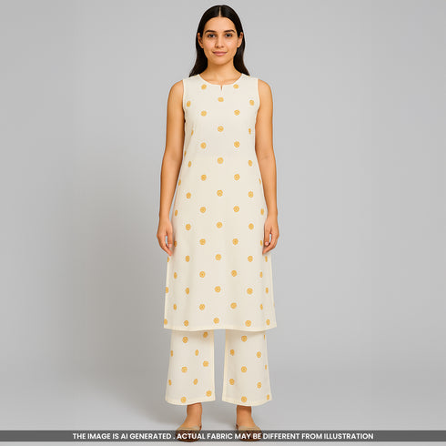 Thread Sequins Embroidered Kora Cotton Fabric- F3930