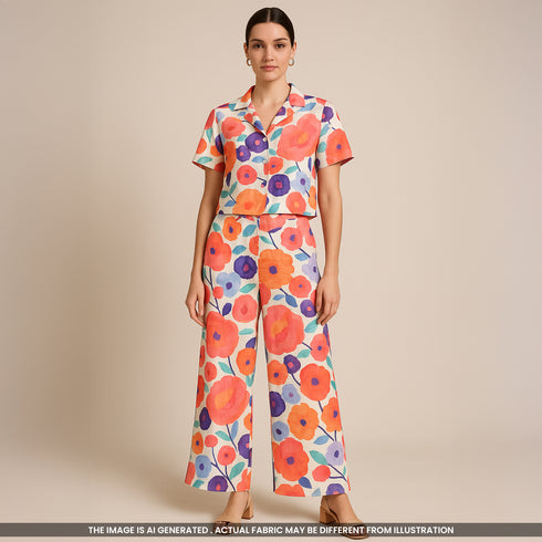 Floral Printed Modal Cotton Fabric- F3938