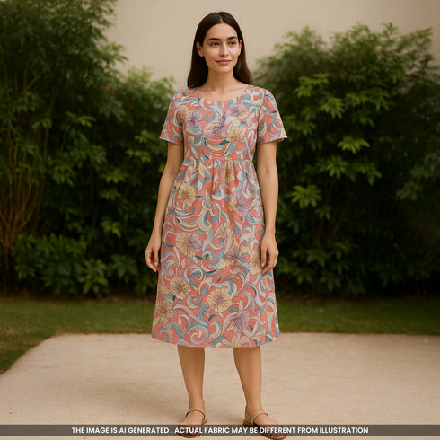 Floral Printed Cambric Cotton Fabric- F3951