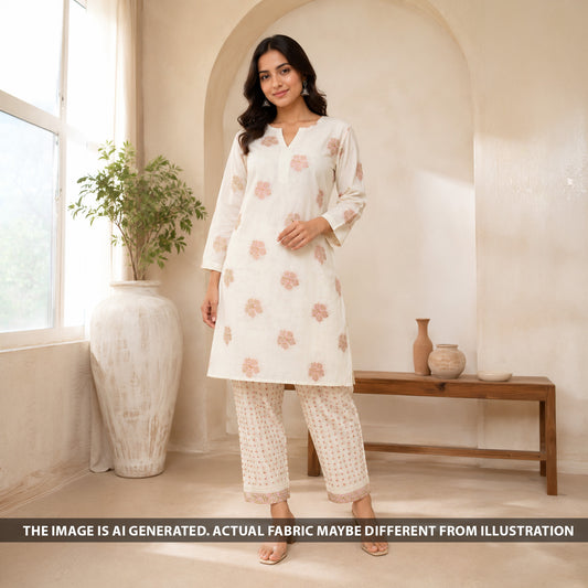 Thread Sequins Embroidered Mul Chanderi Fabric - F6670