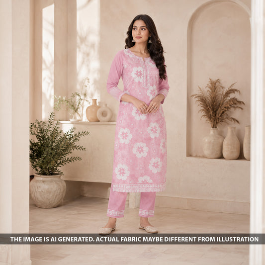 Thread Embroidered Mul Cotton Fabric - F6687