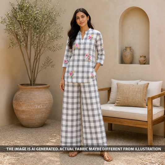 Printed Linen Cotton Fabric - F6455