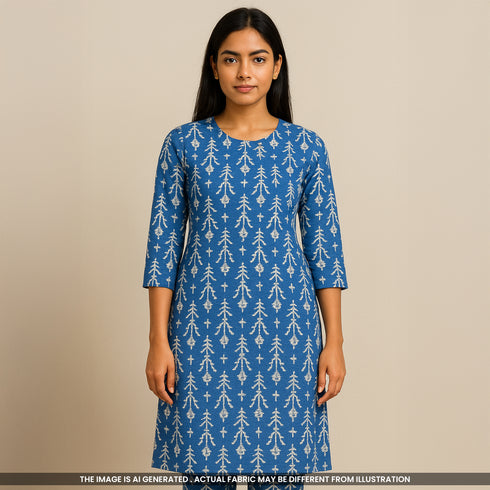 Indigo Print Rayon Cotton Fabric - F4503