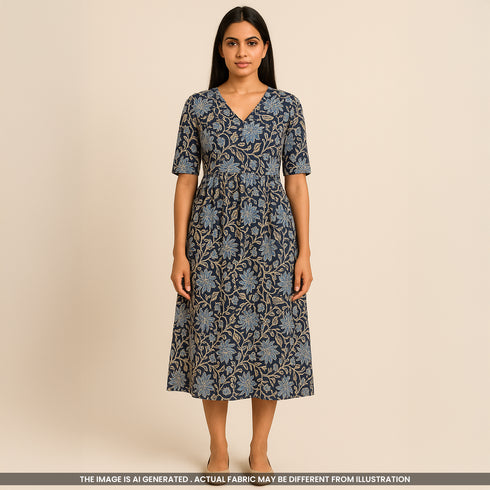 Floral Print Rayon Cotton Fabric - F4504