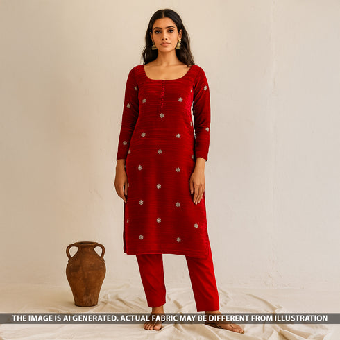 Cut Dana Zari Work Crush Velvet Fabric - F5222