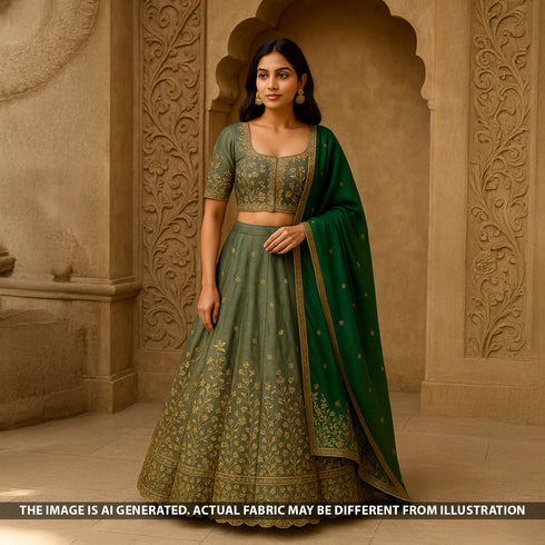 Cut Dana Zari Sequins Faux Mirror Work Shimmer Tissue Fabric - F5256