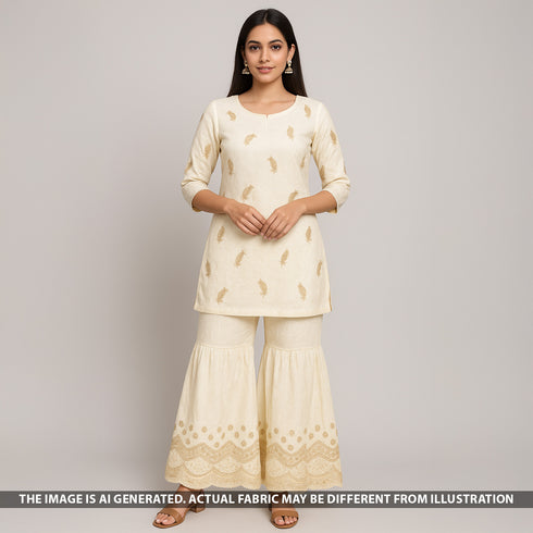 Dyeable Zari Sequins Embroidered Velvet Fabric - F5262