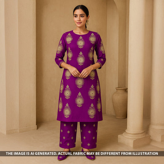 Zari Sequins Thread Work Viscose Crepe Fabric - F5273
