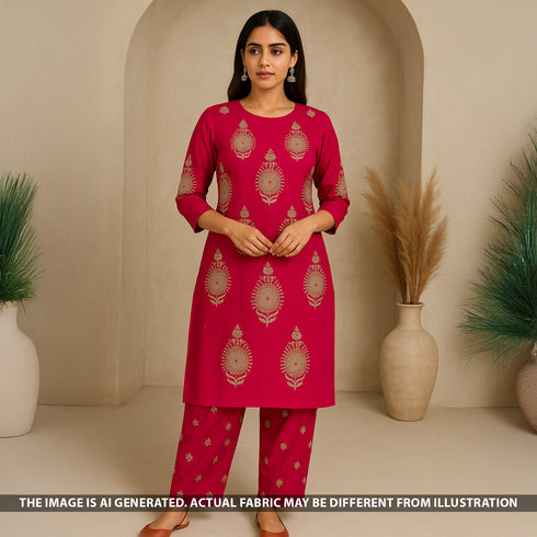 Zari Sequins Thread Work Viscose Crepe Fabric - F5275