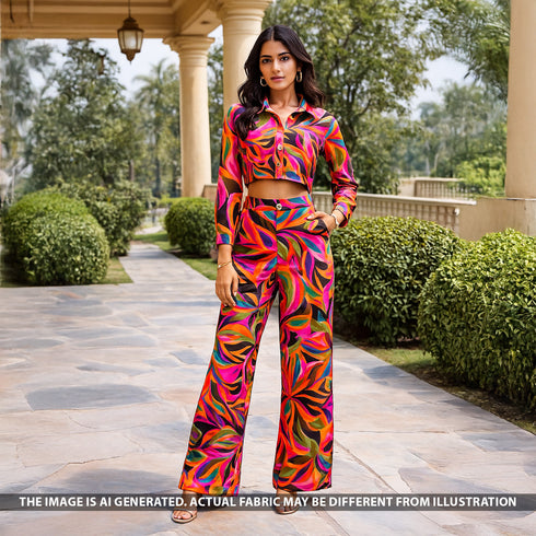 Digital Print Gajji Silk Fabric - F5285