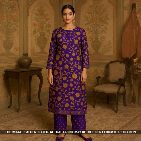 Digital Print Gajji Silk Fabric - F5286