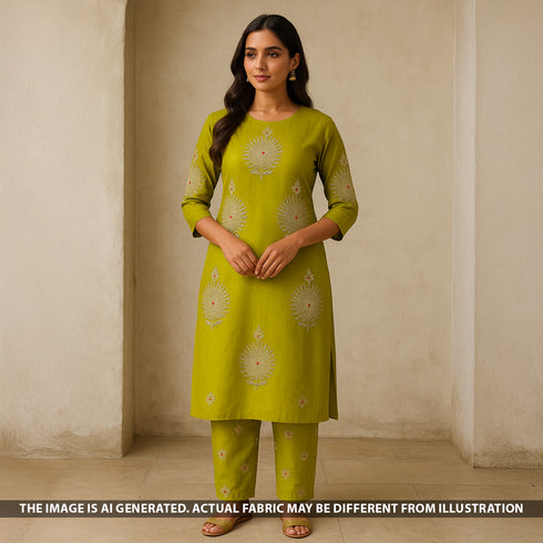 Zari Sequins Thread Work Viscose Crepe Fabric - F5276