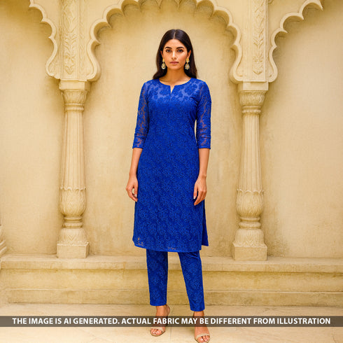 Thread Sequins Embroidered Net Fabric - F5309