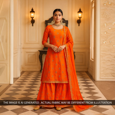 Cut Dana Thread Work Chinnon Chiffon Fabric-F5067