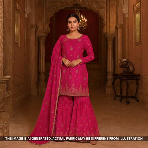 Cut Dana Thread Work Chinnon Chiffon Fabric-F5068