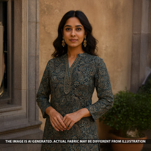 Digital Print Upada Silk Fabric-F5077