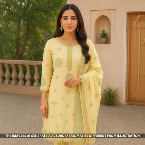 Dyeable Zari Patch Work Shimmer Tissue Fabric-F5094