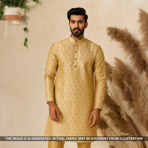 Thread Sequins Embroidered Tussar Silk Fabric - F5095