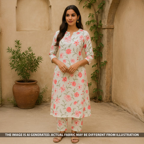 Thread Embroidered Chanderi Silk Fabric - F5101