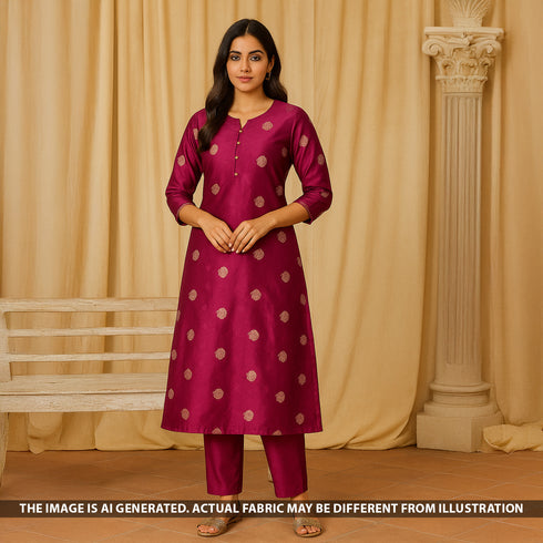 Zari Self Buta Work Silk Fabric - F5105